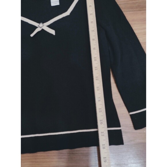 Emma James Petite Small Black Blouse Tan Outline Old Money Free Shipping! - Picture 7 of 10